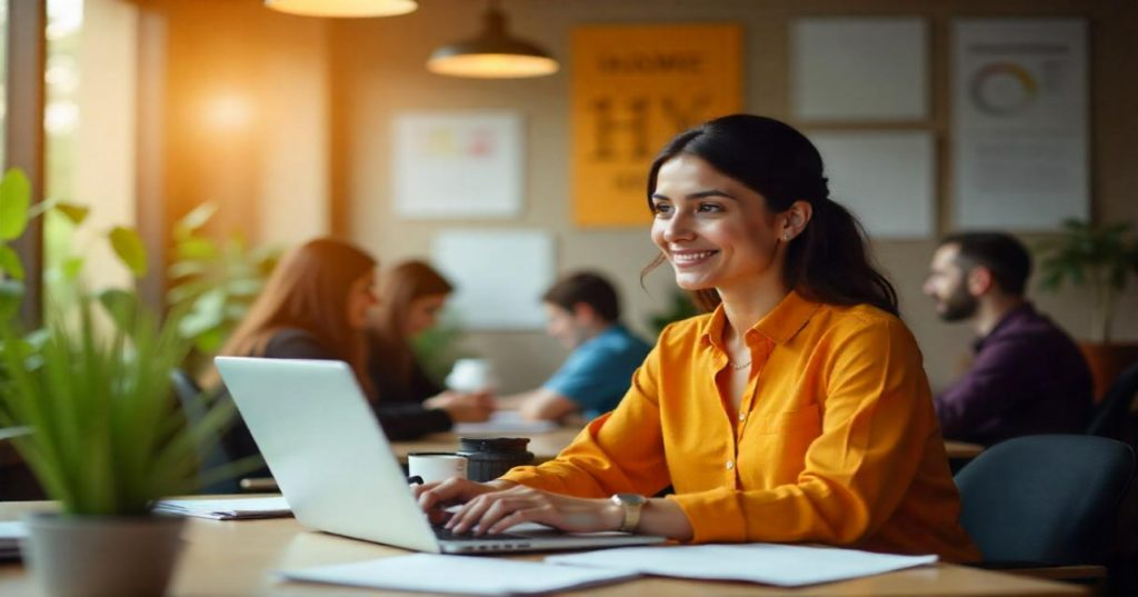 Human Resource Associate- lady- infront of a laptop